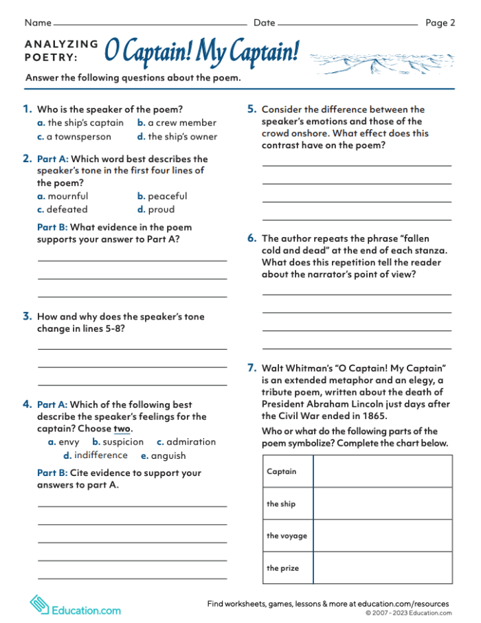 Graphic organizer to support poem analysis in third grade students Analyzing a Poem worksheet graphic organizer designed for third graders