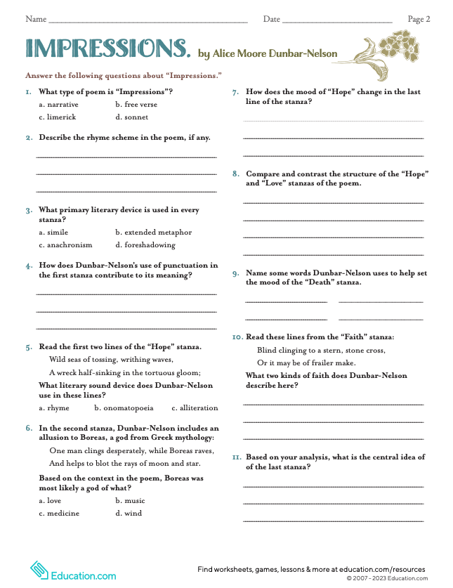 Analyzing a Poem worksheet visual aid for student engagement Graphic organizer for analyzing a poem with guiding questions for third graders