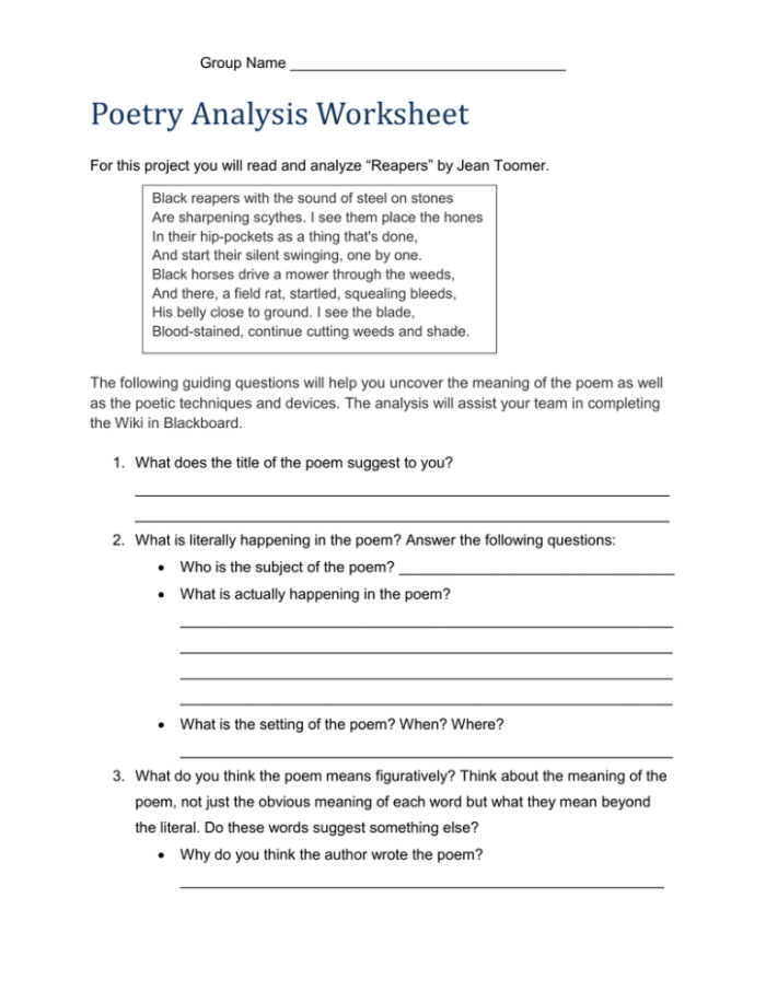 Worksheet for Analyzing a Poem - Grade 3 Educational Tool Analyzing a Poem graphic organizer designed for third graders to enhance understanding of poetry