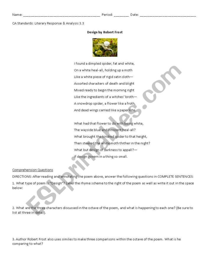 Engaging worksheet to explore rhyme schemes with a famous poem by Robert Frost Robert Frost Rhyme Scheme worksheet for third graders featuring a playful approach to poetry