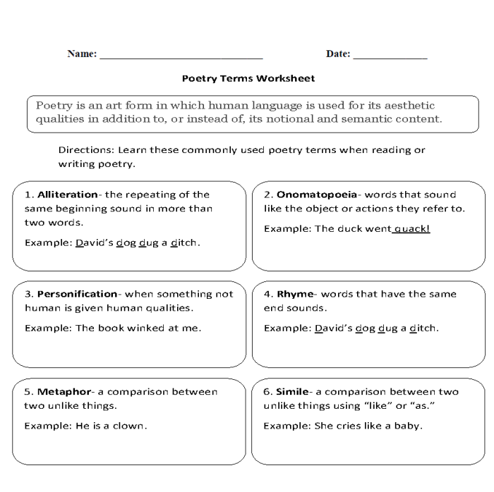 Poetry Vocabulary Worksheet Part Two Diagram for Third Grade Third grade poetry vocabulary worksheet featuring a diagram to label poetic terms