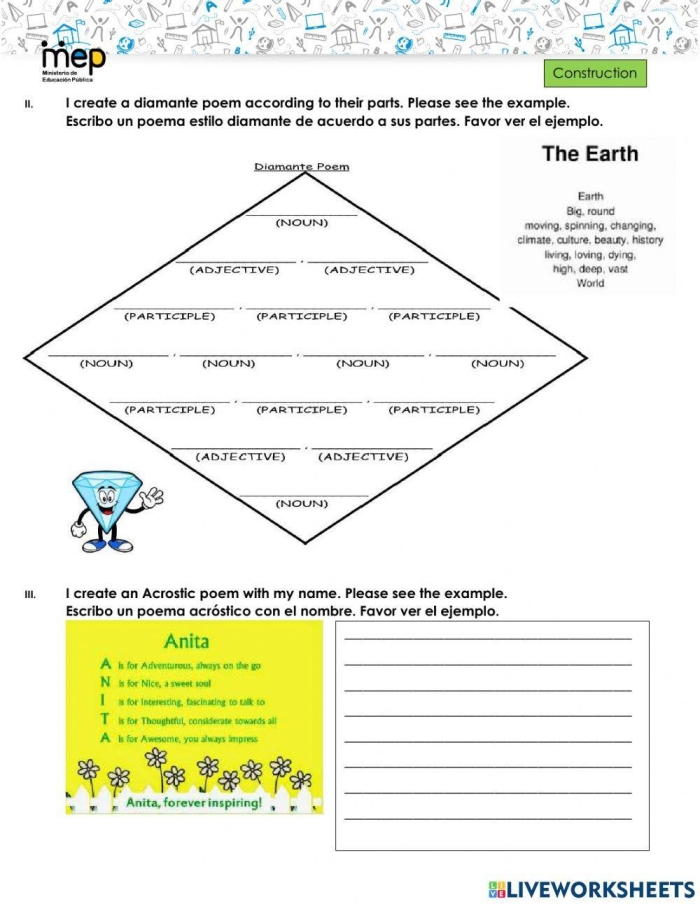 Worksheet image illustrating different types of poetry in an educational setting Types of Poetry worksheet for third graders showcasing various poetry structures