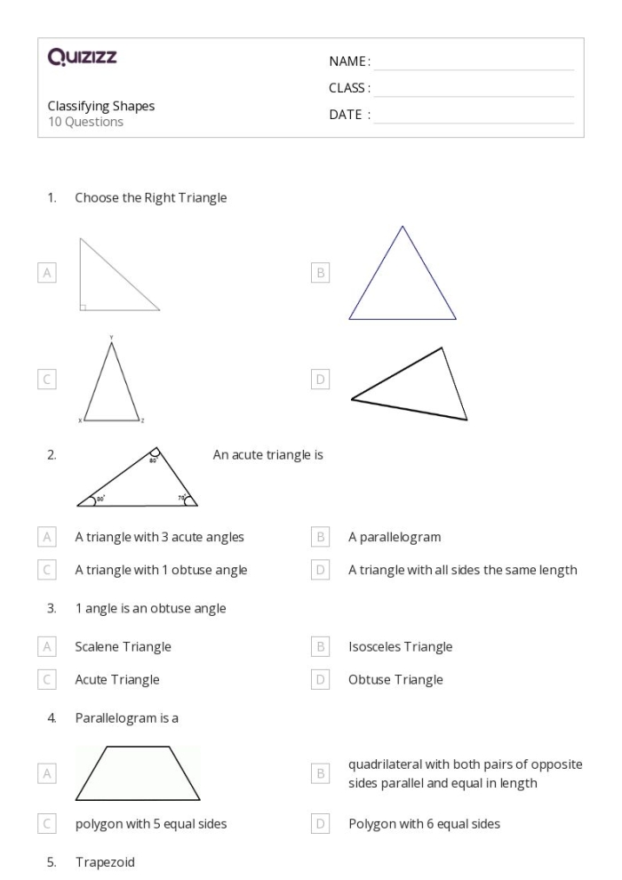 Third grade students completing a Categorizing Shapes Check worksheet to identify polygon properties
