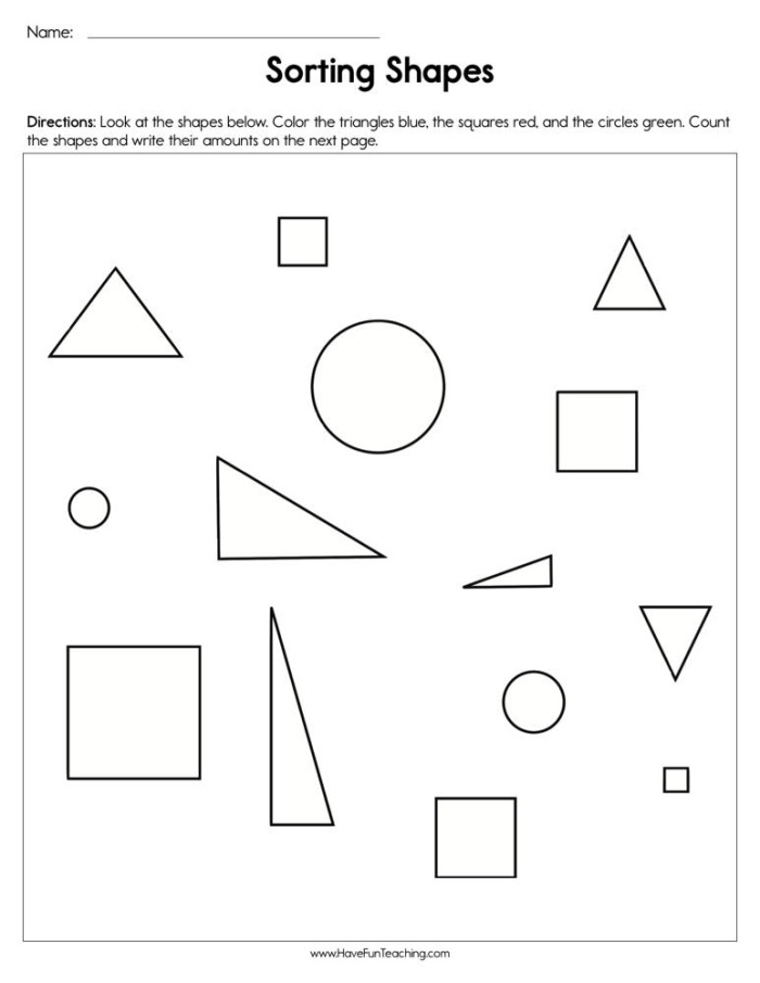 Students sorting various polygon shapes in an engaging worksheet activity