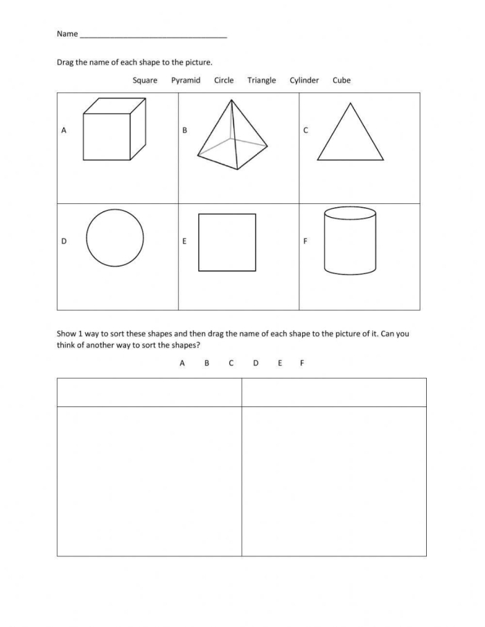Colorful Polygon Shape Sort worksheet for third graders to organize shapes by their properties