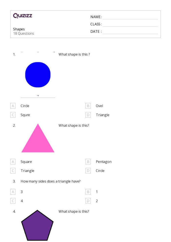 Third grade student completing a geometry worksheet to sort and categorize polygons by their attributes
