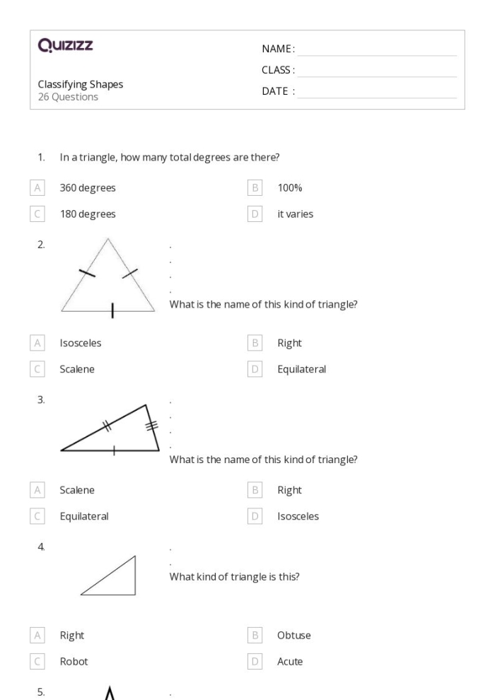 Third grade geometry worksheet showing various polygons for students to sort and categorize by their characteristics