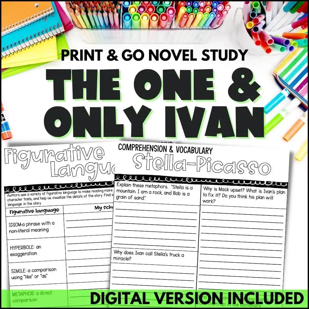 Pre-Reading Activity Worksheet for The One and Only Ivan by Katherine Applegate Worksheet for pre-reading activity on The One and Only Ivan for third graders