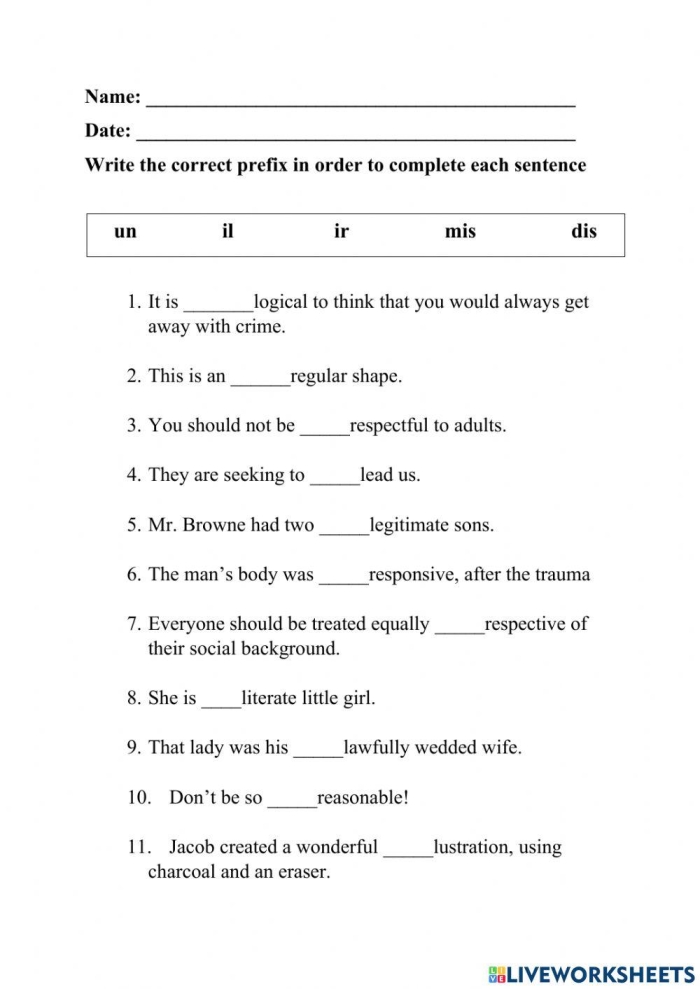 Prefix Practice Worksheet Image 6 Showing Word Building with Negative Prefixes Third grade students completing prefix practice exercises with dis- non- and un- word formation activities
