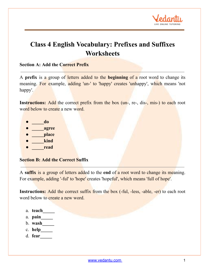 Third grade students practicing vocabulary by changing words with prefixes dis-, re-, and un