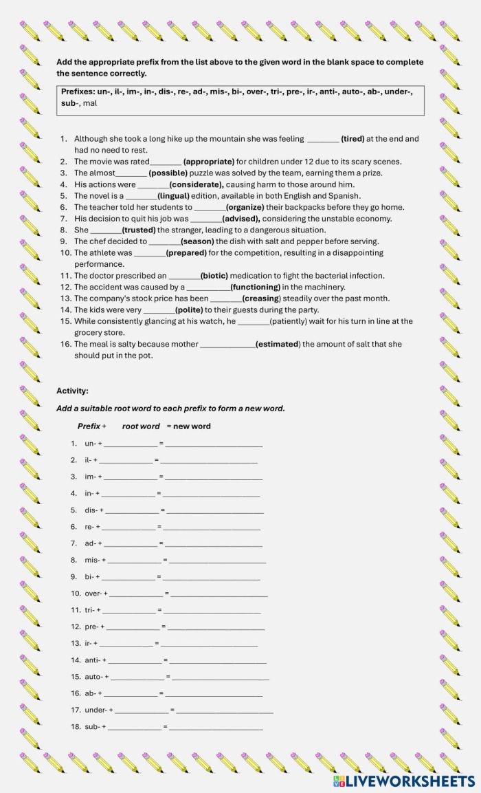 Prefix Mix-up Worksheet 20 - Word Prefix Identification Practice for Elementary Students Third grade geometry worksheet showing prefix mix-up exercises with word identification activities for early readers