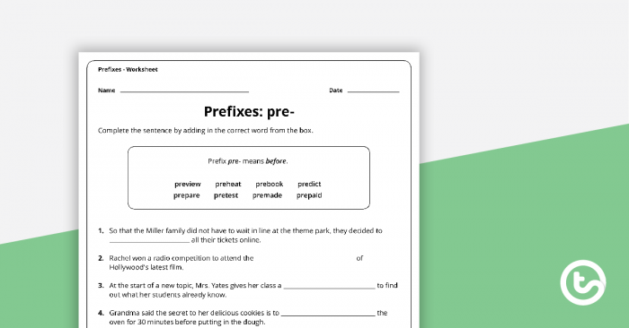 Prefixes: Get It Started! worksheet for numbers and counting activities Worksheet for practicing prefixes in third grade reading and writing