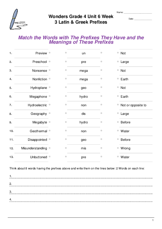 Prefixes: Get It Started! worksheet for numbers and counting skills in third grade. Worksheet for third graders on prefixes, featuring exercises for practice and review.