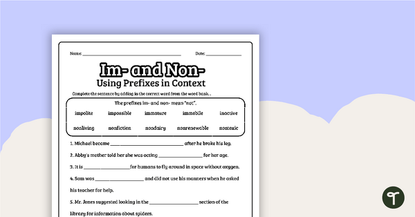Prefixes: Get It Started! worksheet for practicing common prefixes in numbers and counting Worksheet featuring prefixes for third graders to enhance reading and writing skills
