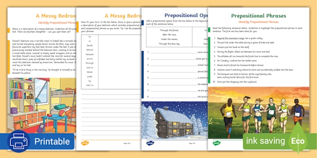 It's Grammar Time Prepositional Phrases 1 worksheet image 12 Third grade grammar worksheet showing prepositional phrases exercise 12 with sentences for students to complete