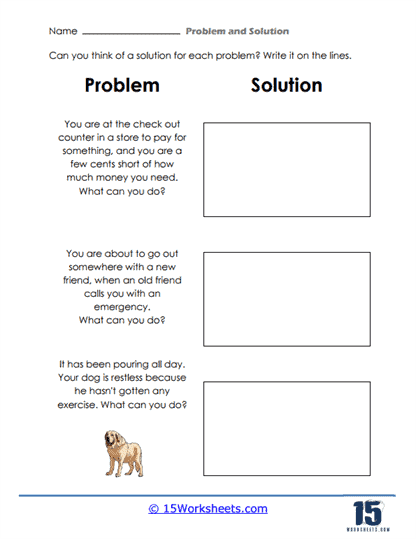 Third grade students identifying problem and solution elements in a geography reading comprehension exercise worksheet