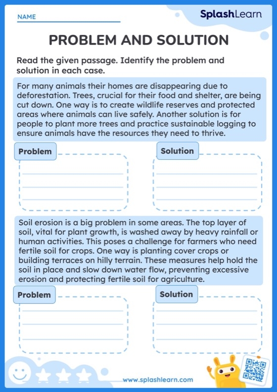 Third grade geography reading comprehension worksheet focusing on problem and solution identification number nine