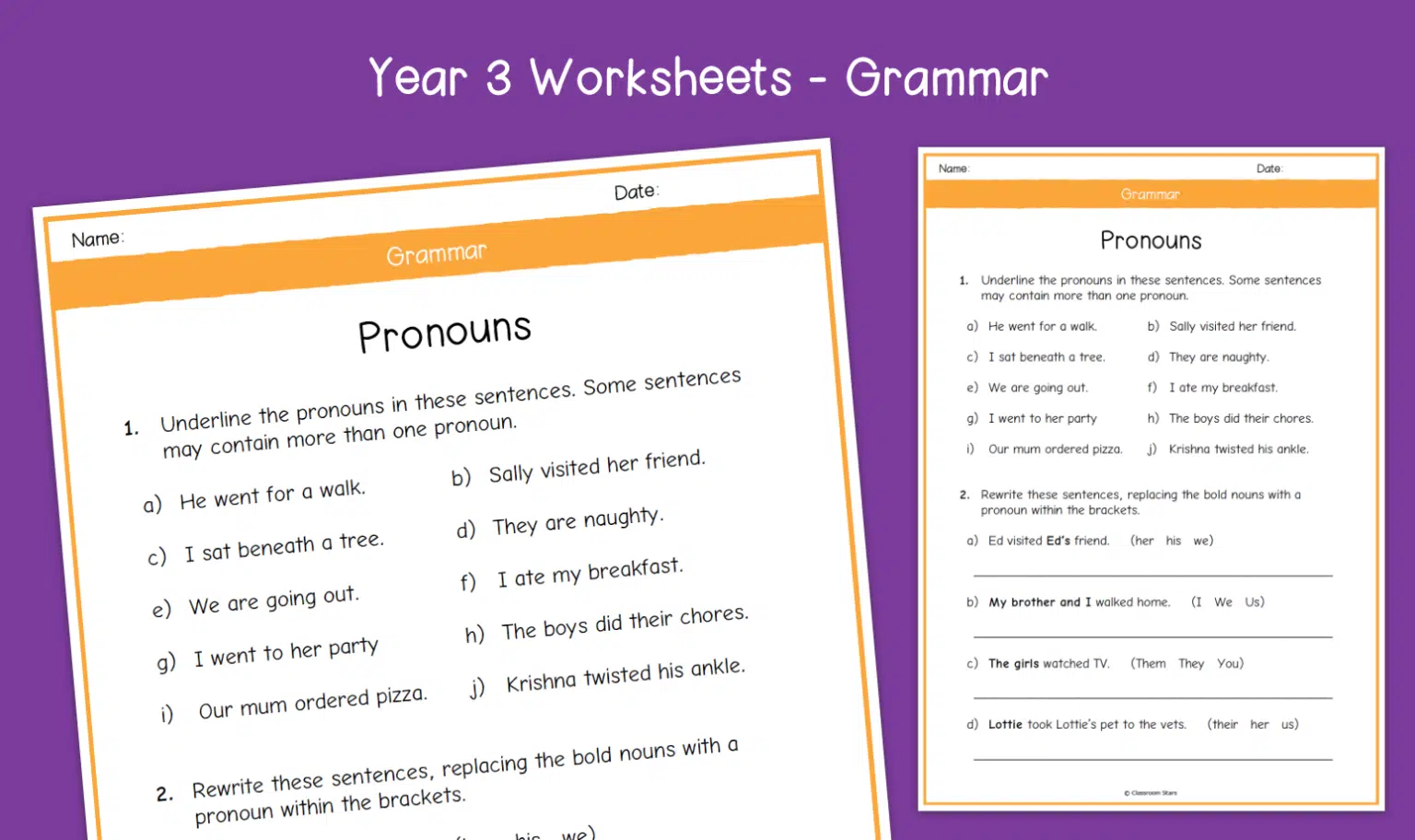 Subject Pronouns Worksheet 8 for Third Grade Chinese Grammar Third grade Chinese grammar worksheet focusing on replacing sentence subjects with correct pronouns