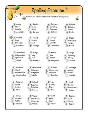 Third grade students identify errors in a list of words on this proofreading spelling worksheet 18