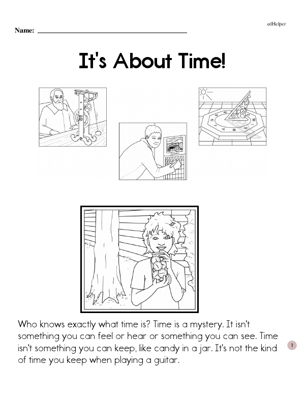 Third grade student completing a worksheet on calculating time intervals to the nearest quarter hour