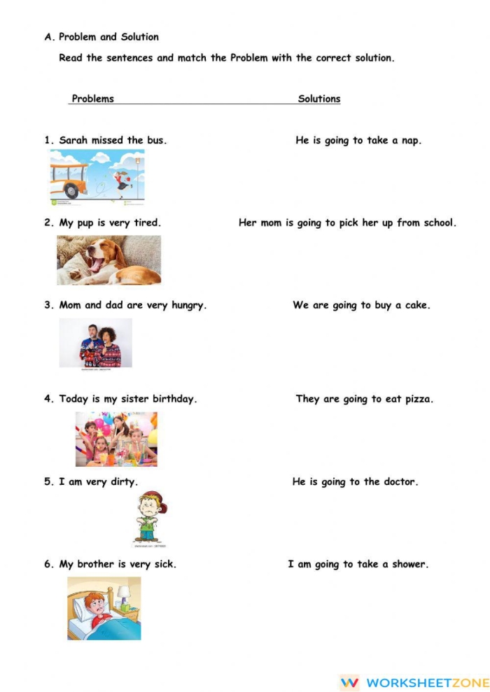 Image 14: Using Who What When Where Why and How to Solve Story Problems Third grade worksheet showing question words activity for finding problems and solutions in historical passages