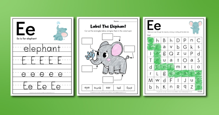 Worksheet featuring reading comprehension activities for "The Elephant's Child" story