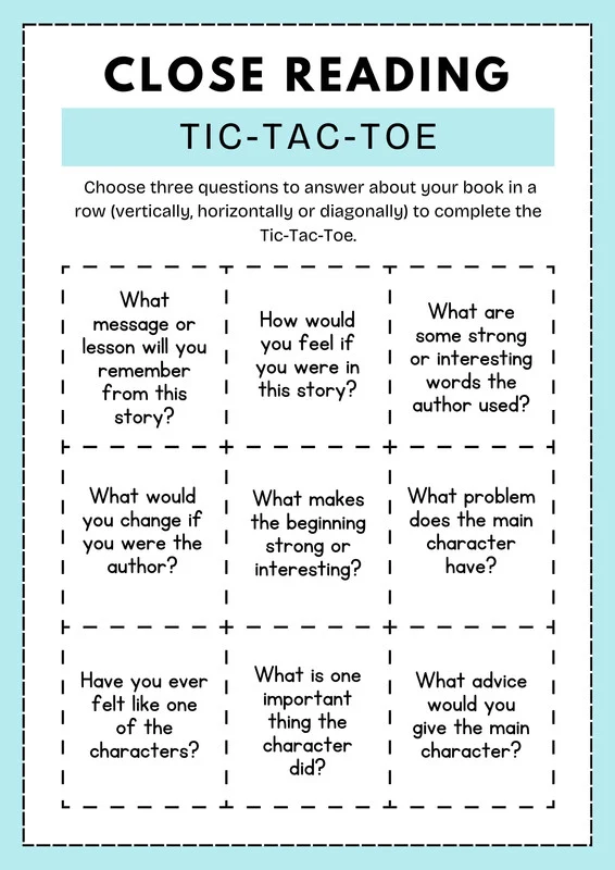 Choice Board Worksheet for Third Grade Reading Skills Image 2 Third grade Get Reading! choice board worksheet for independent ELA practice