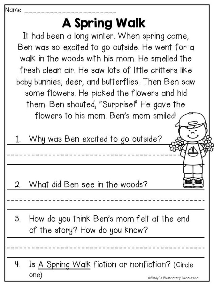 Engaging Reading Comprehension Worksheet for Third Grade: The Runaway Ball Third graders reading the Runaway Ball worksheet featuring Mike and his friends during a kickball game