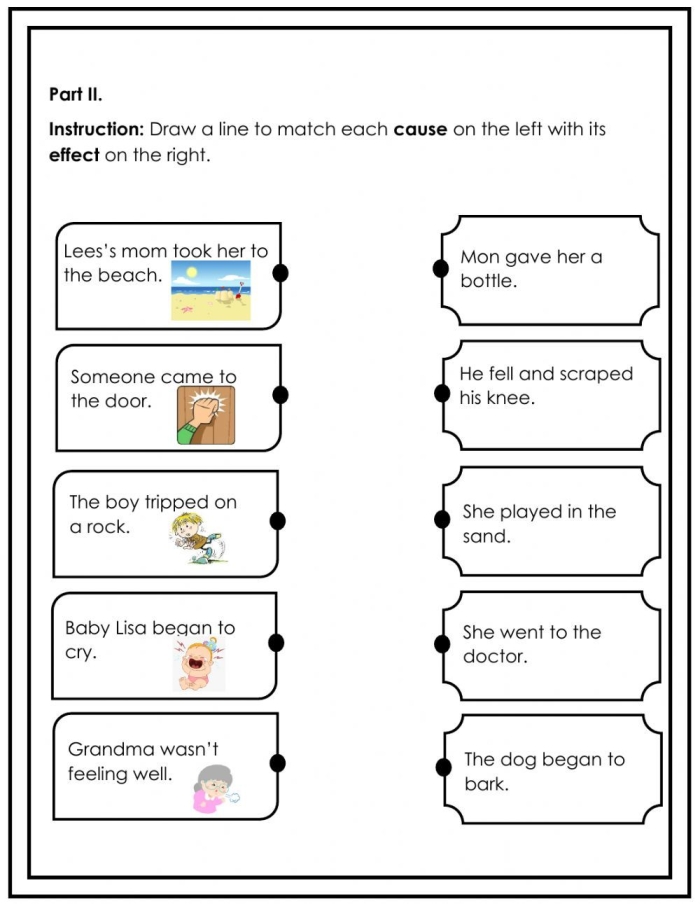 Reading for Comprehension: Cause and Effect Worksheet for Critical Thinking Third grade cause and effect worksheet designed to enhance reading comprehension skills