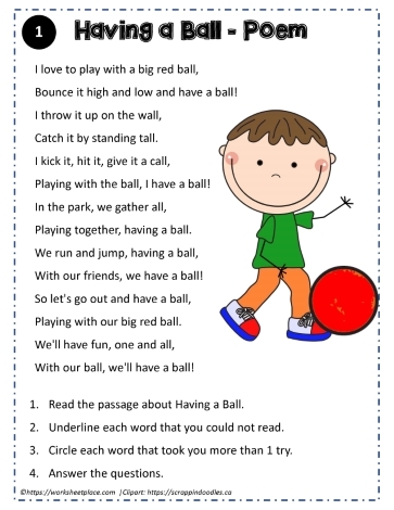Algebra worksheet for Third Grade A third-grade student engaging with the Reading Comprehension worksheet about the runaway ball in a kickball game. Worksheet image illustrating the story of Mike and his friends' adventure in a fun game.