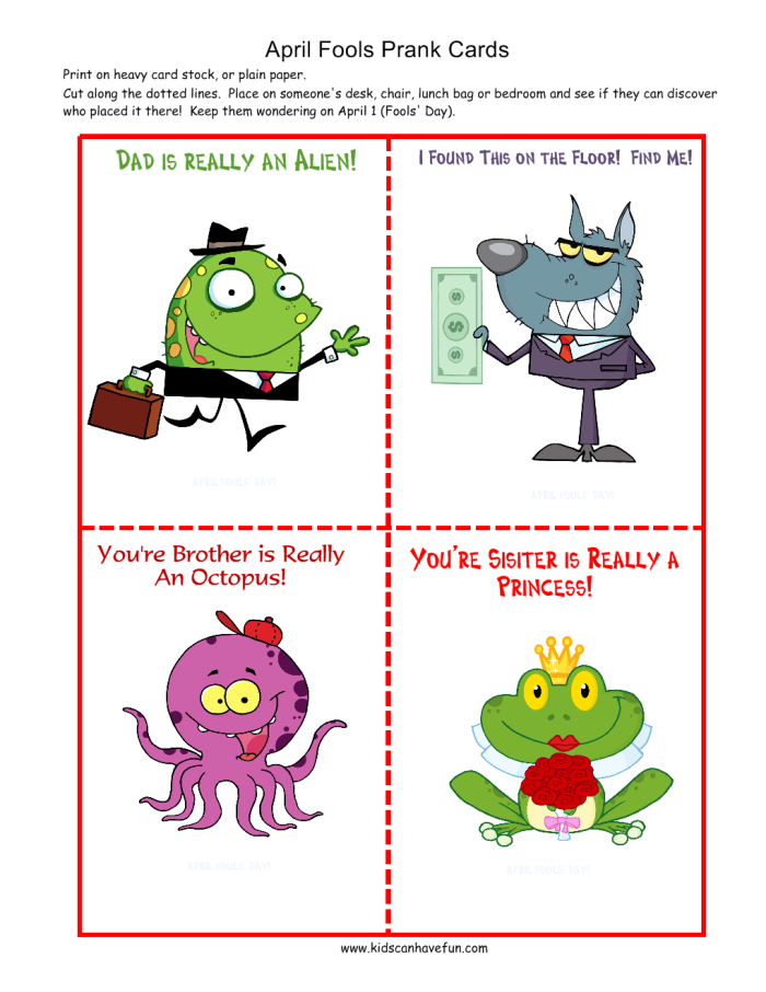 April Fools' Day hoaxes worksheet for third graders focusing on reading comprehension
