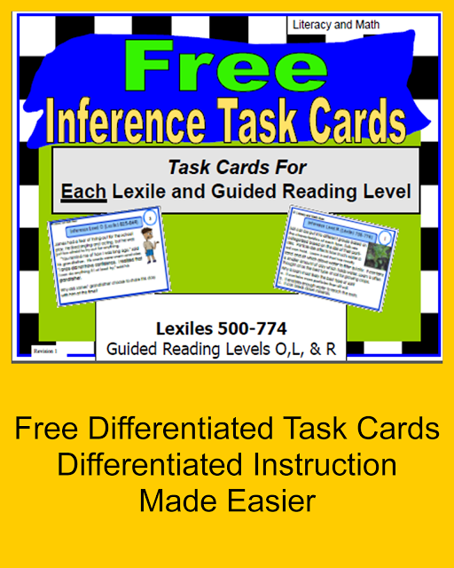Inference Task Cards worksheet for third graders focusing on reading comprehension and making inferences. Educational resource image showcasing engaging task cards for handwriting practice.