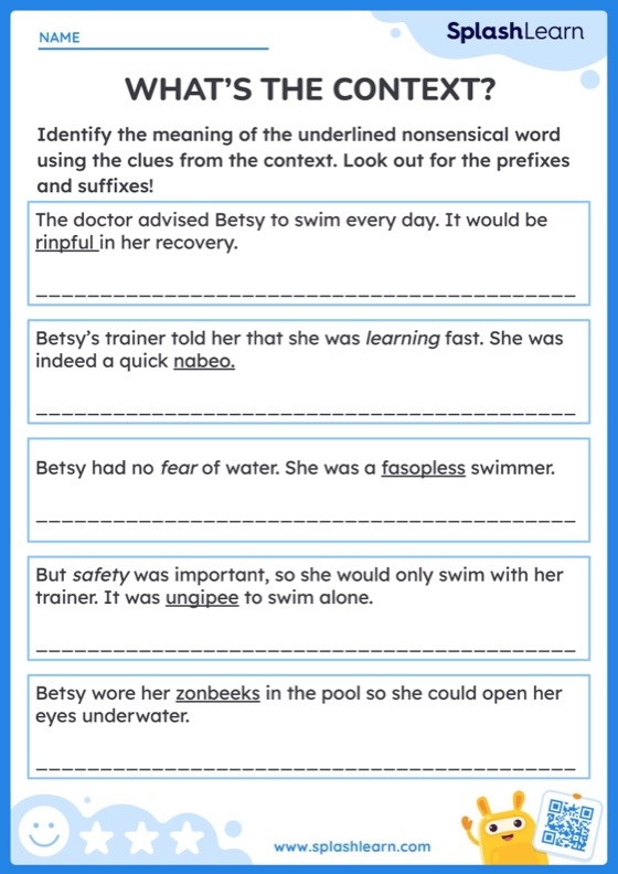 Context clues worksheet for third graders focusing on word mysteries and reading inference skills