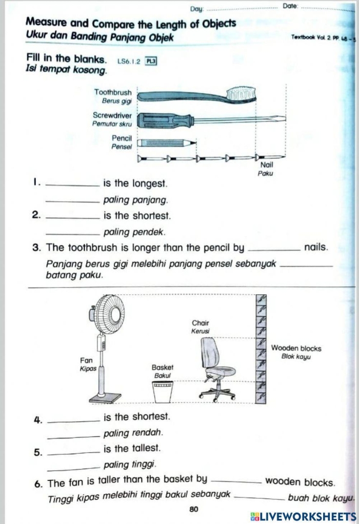 Engaging measurement activity for kids to learn feet and inches with playful visuals Practice Reading Lengths worksheet for third graders featuring fun images to measure