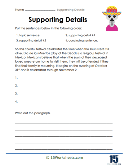 Students working on the Adding Relevant Supporting Details worksheet for vocabulary practice