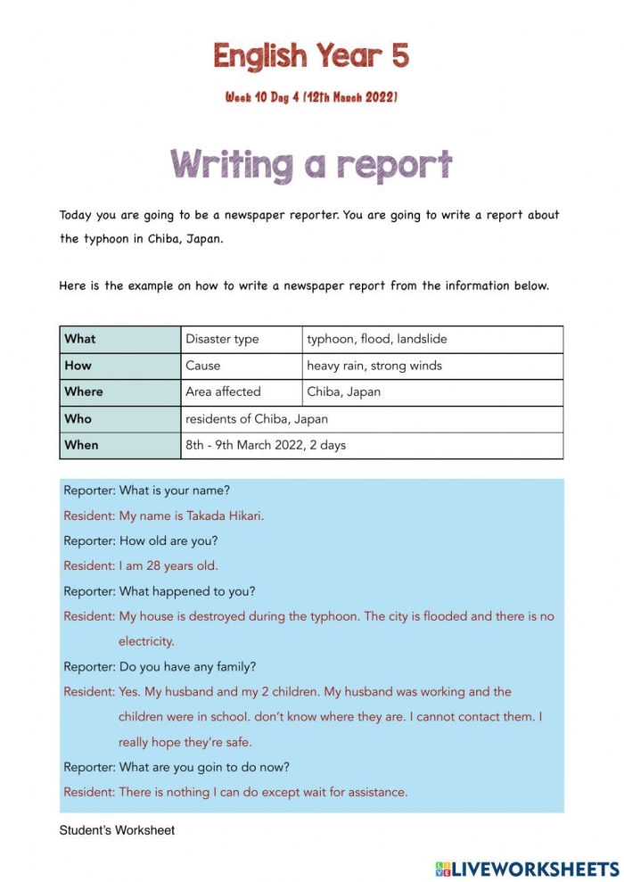 Third Grade Geometry Writing the Report Worksheet for Learning Book Reports Writing the Report worksheet for third graders to understand book report components