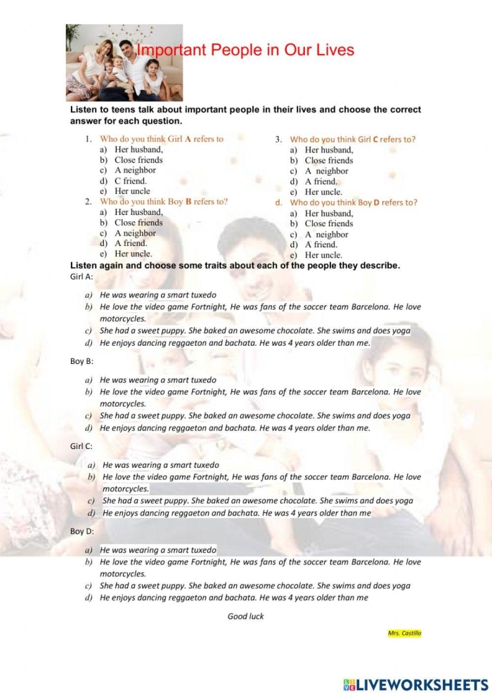 Graphic organizer for third graders to research an important person of their choice