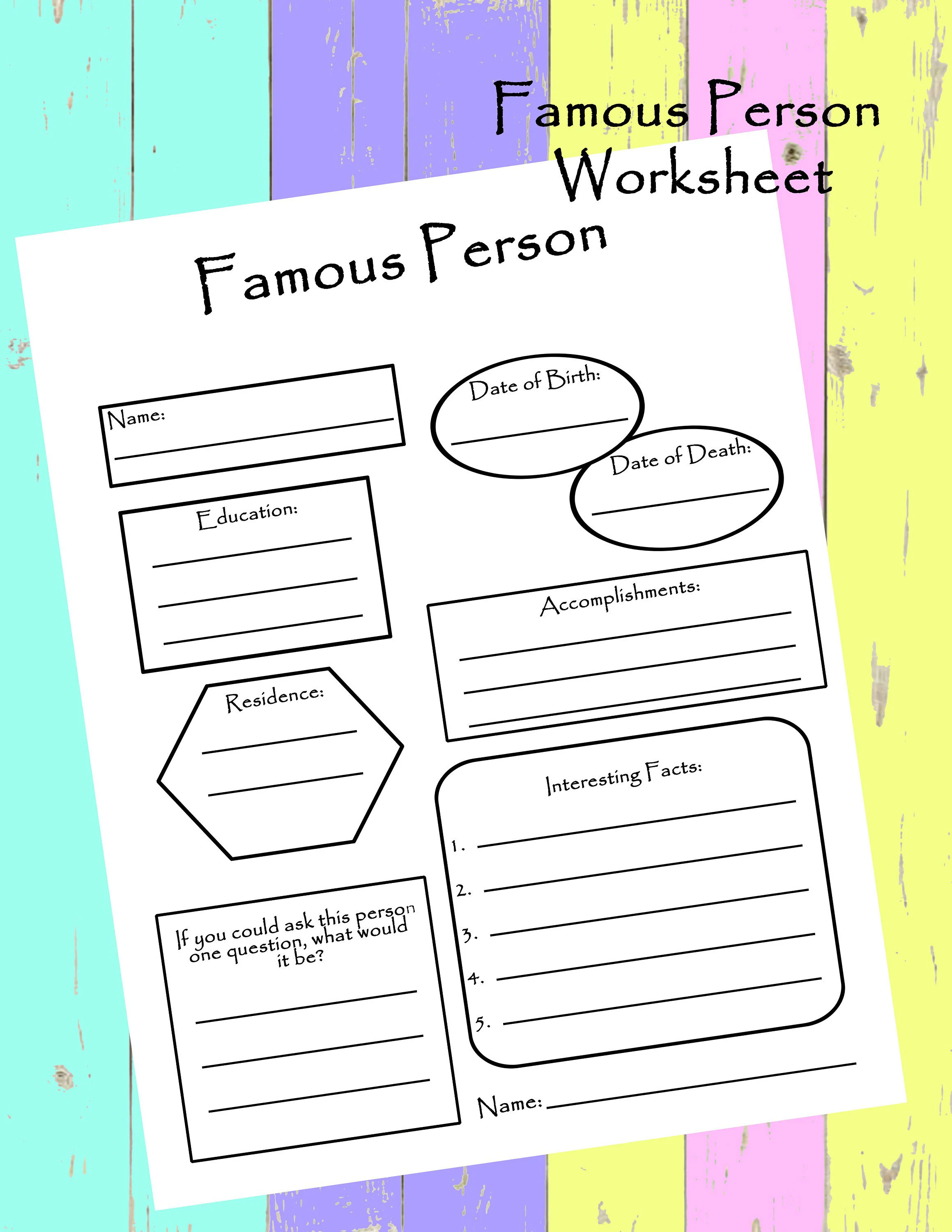 Graphic organizer for third graders to research an important person