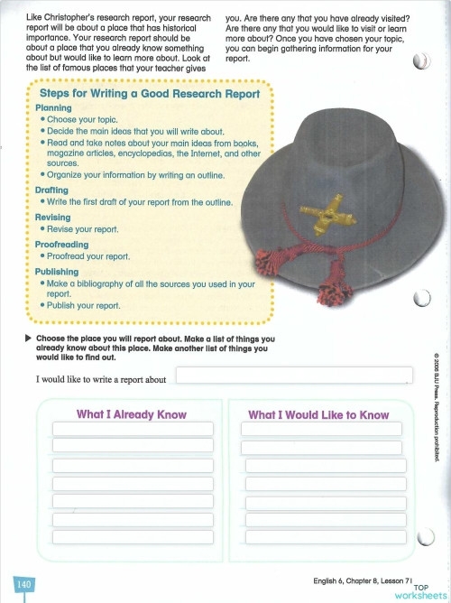 Steps to Writing a Research Paper Worksheet 23 for Third Grade Students Third grade worksheet illustrating the sequential steps to writing a research paper number 23