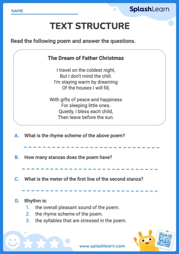 Worksheet on rhythm in poetry featuring "Casey at the Bat" for third graders