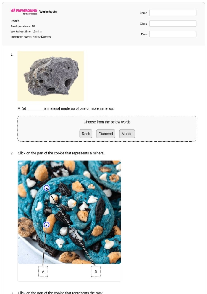 An engaging introduction to rocks for young learners Worksheet for classifying various rock types for third graders