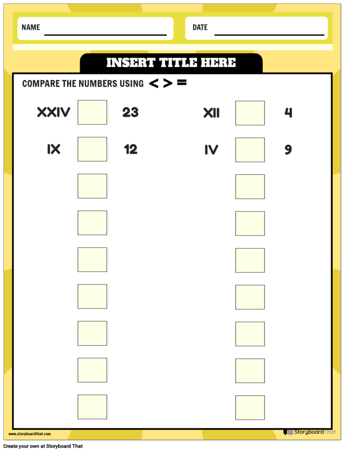 Phonics worksheet for Third Grade Worksheet for learning Roman numerals, featuring examples and exercises for third graders. Educational resource for identifying and converting Roman numerals.