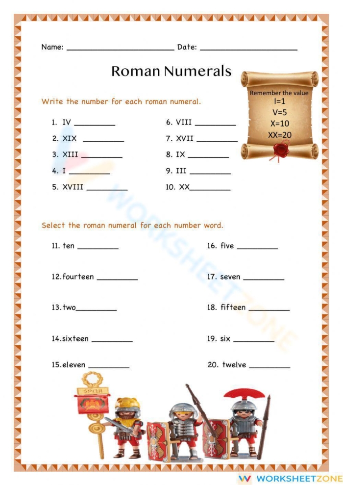 Fun introduction to identifying and converting Roman numerals for young learners Children engaging with a worksheet on Roman numerals for third grade phonics