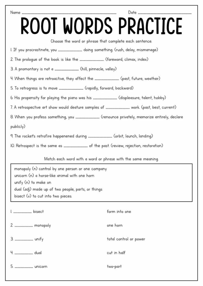Worksheet featuring a word search puzzle for identifying root words for third graders