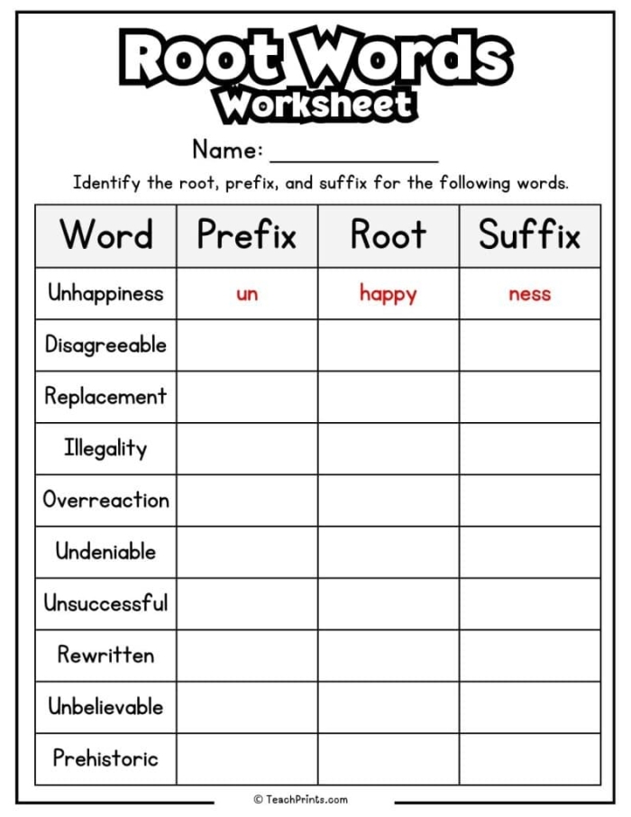 Children engaged in a word search puzzle focusing on root words and their derivatives