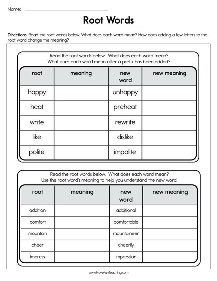 Worksheet featuring a word search puzzle for identifying root words for third graders