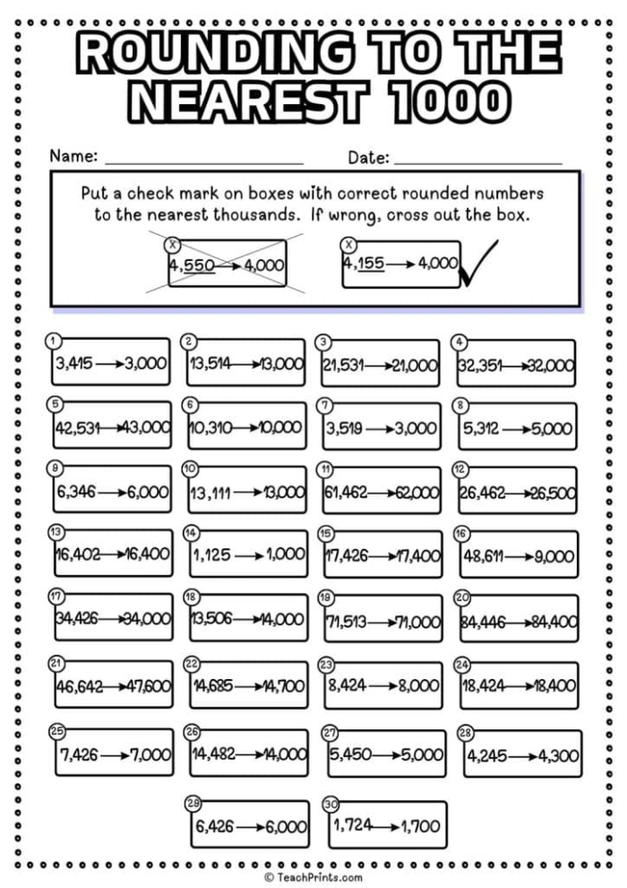 Third Grade Rounding and Place Value Worksheet for Practicing Rounding to the Nearest Thousand Children engaging with a rounding to the nearest thousand worksheet in a classroom setting