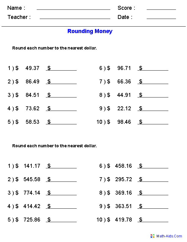 Third grade math worksheet featuring rounding strategies to estimate differences between numbers