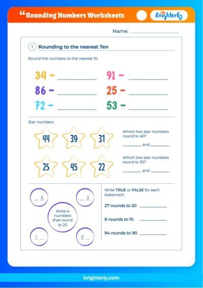 Third grade math worksheet focusing on rounding numbers to estimate differences