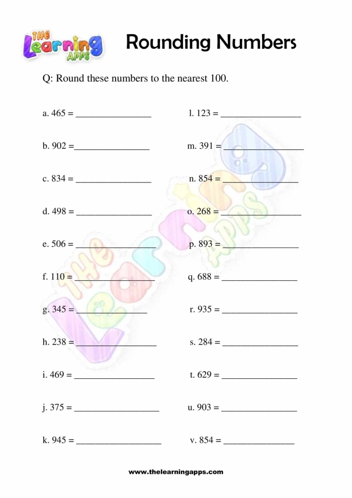 Third grade math worksheet focusing on rounding numbers to estimate differences for calculation checks